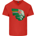Curled Dominica Flag Dominican Day Football Mens V-Neck Cotton T-Shirt Red