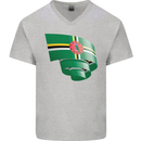 Curled Dominica Flag Dominican Day Football Mens V-Neck Cotton T-Shirt Sports Grey