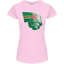 Curled Dominica Flag Dominican Day Football Womens Petite Cut T-Shirt Light Pink