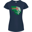Curled Dominica Flag Dominican Day Football Womens Petite Cut T-Shirt Navy Blue