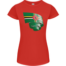 Curled Dominica Flag Dominican Day Football Womens Petite Cut T-Shirt Red