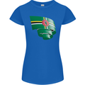 Curled Dominica Flag Dominican Day Football Womens Petite Cut T-Shirt Royal Blue