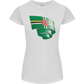 Curled Dominica Flag Dominican Day Football Womens Petite Cut T-Shirt White
