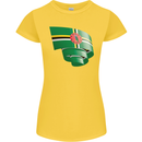 Curled Dominica Flag Dominican Day Football Womens Petite Cut T-Shirt Yellow