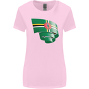 Curled Dominica Flag Dominican Day Football Womens Wider Cut T-Shirt Light Pink