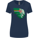 Curled Dominica Flag Dominican Day Football Womens Wider Cut T-Shirt Navy Blue