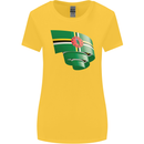 Curled Dominica Flag Dominican Day Football Womens Wider Cut T-Shirt Yellow