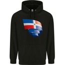 Curled Dominican Republic Flag Dominicanos Day Childrens Kids Hoodie Black