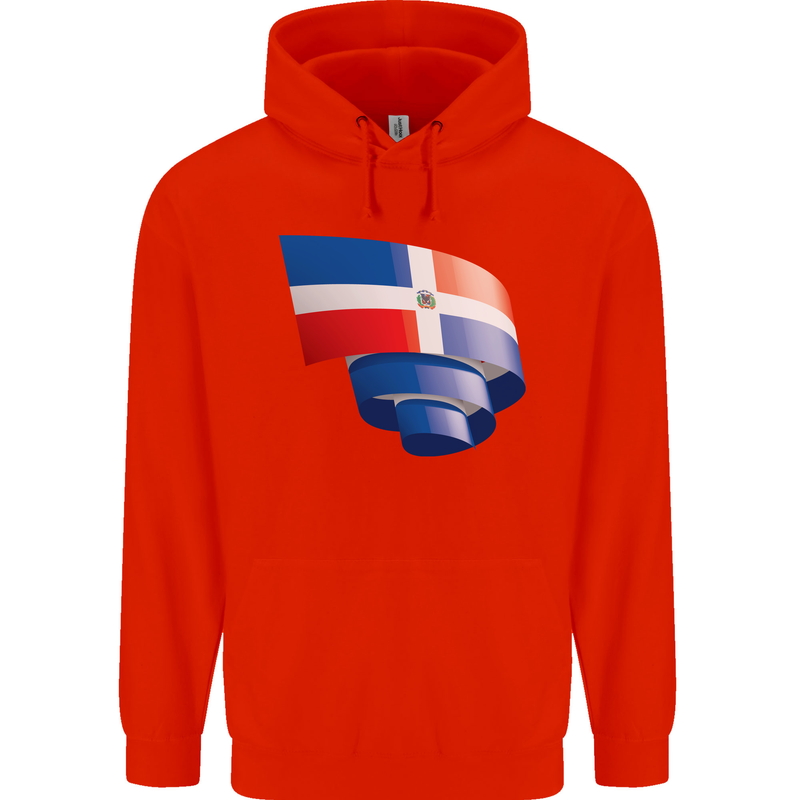 Curled Dominican Republic Flag Dominicanos Day Childrens Kids Hoodie Bright Red