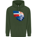 Curled Dominican Republic Flag Dominicanos Day Childrens Kids Hoodie Forest Green