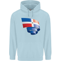 Curled Dominican Republic Flag Dominicanos Day Childrens Kids Hoodie Light Blue