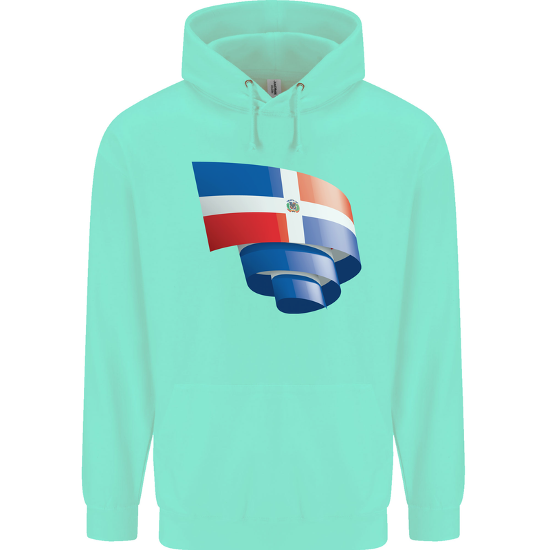Curled Dominican Republic Flag Dominicanos Day Childrens Kids Hoodie Peppermint