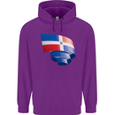Curled Dominican Republic Flag Dominicanos Day Childrens Kids Hoodie Purple