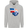 Curled Dominican Republic Flag Dominicanos Day Childrens Kids Hoodie Sports Grey