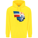 Curled Dominican Republic Flag Dominicanos Day Childrens Kids Hoodie Yellow