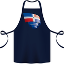 Curled Dominican Republic Flag Dominicanos Day Cotton Apron 100% Organic Navy Blue