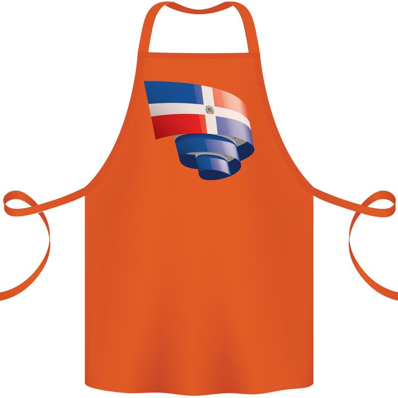 Curled Dominican Republic Flag Dominicanos Day Cotton Apron 100% Organic Orange