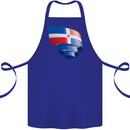 Curled Dominican Republic Flag Dominicanos Day Cotton Apron 100% Organic Royal Blue