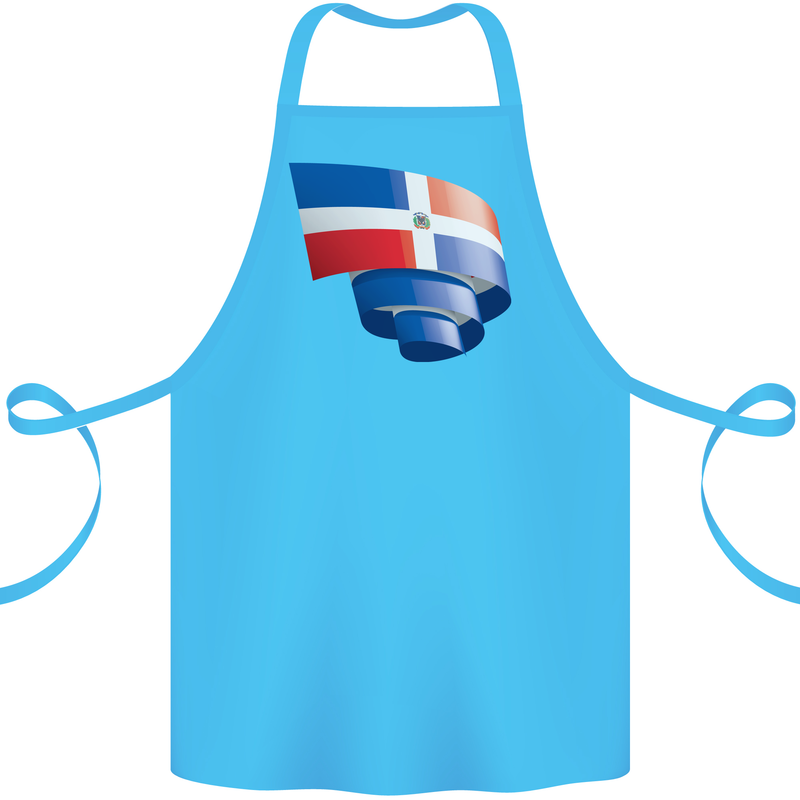 Curled Dominican Republic Flag Dominicanos Day Cotton Apron 100% Organic Turquoise
