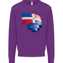 Curled Dominican Republic Flag Dominicanos Day Kids Sweatshirt Jumper Purple