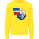 Curled Dominican Republic Flag Dominicanos Day Kids Sweatshirt Jumper Yellow