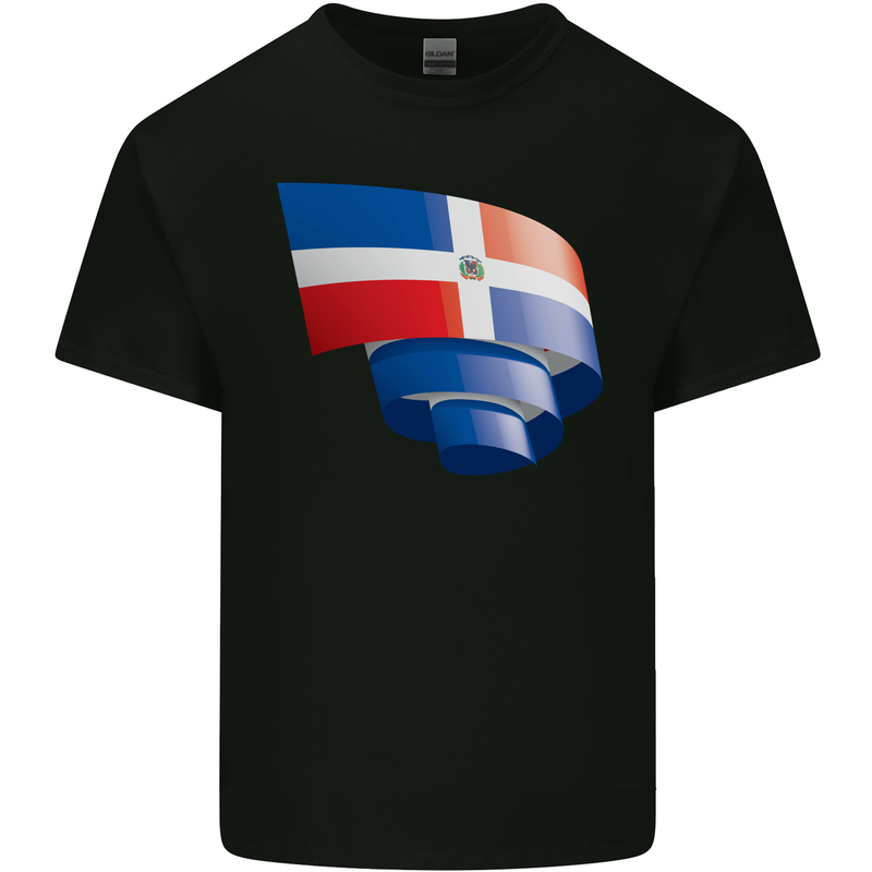 Curled Dominican Republic Flag Dominicanos Day Kids T-Shirt Childrens Black