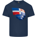 Curled Dominican Republic Flag Dominicanos Day Kids T-Shirt Childrens Navy Blue