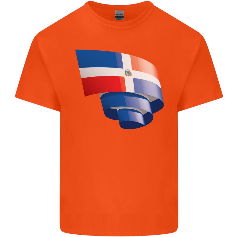 Curled Dominican Republic Flag Dominicanos Day Kids T-Shirt Childrens Orange