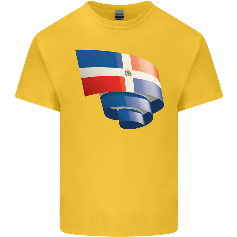 Curled Dominican Republic Flag Dominicanos Day Kids T-Shirt Childrens Yellow