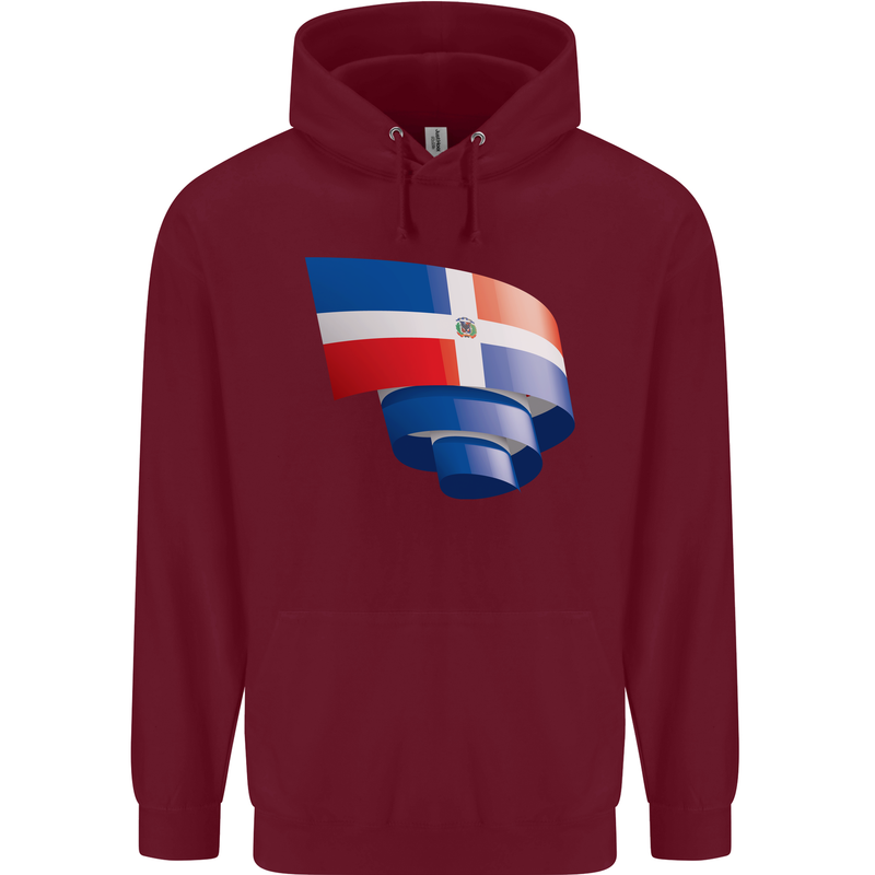 Curled Dominican Republic Flag Dominicanos Day Mens 80% Cotton Hoodie Maroon