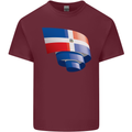 Curled Dominican Republic Flag Dominicanos Day Mens Cotton T-Shirt Tee Top Maroon