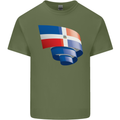 Curled Dominican Republic Flag Dominicanos Day Mens Cotton T-Shirt Tee Top Military Green