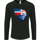 Curled Dominican Republic Flag Dominicanos Day Mens Long Sleeve T-Shirt Black