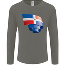 Curled Dominican Republic Flag Dominicanos Day Mens Long Sleeve T-Shirt Charcoal