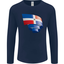Curled Dominican Republic Flag Dominicanos Day Mens Long Sleeve T-Shirt Navy Blue