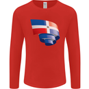 Curled Dominican Republic Flag Dominicanos Day Mens Long Sleeve T-Shirt Red