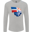 Curled Dominican Republic Flag Dominicanos Day Mens Long Sleeve T-Shirt Sports Grey
