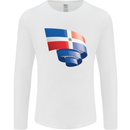 Curled Dominican Republic Flag Dominicanos Day Mens Long Sleeve T-Shirt White
