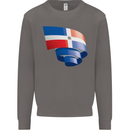 Curled Dominican Republic Flag Dominicanos Day Mens Sweatshirt Jumper Charcoal