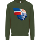 Curled Dominican Republic Flag Dominicanos Day Mens Sweatshirt Jumper Forest Green