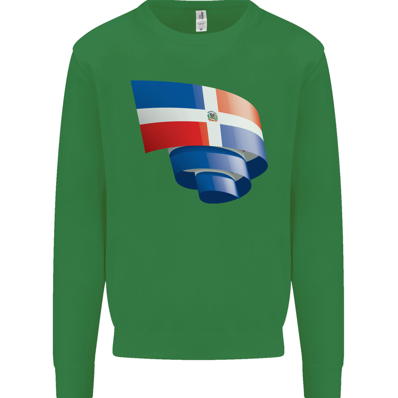 Curled Dominican Republic Flag Dominicanos Day Mens Sweatshirt Jumper Irish Green