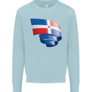 Curled Dominican Republic Flag Dominicanos Day Mens Sweatshirt Jumper Light Blue