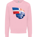 Curled Dominican Republic Flag Dominicanos Day Mens Sweatshirt Jumper Light Pink