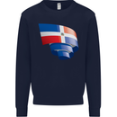 Curled Dominican Republic Flag Dominicanos Day Mens Sweatshirt Jumper Navy Blue