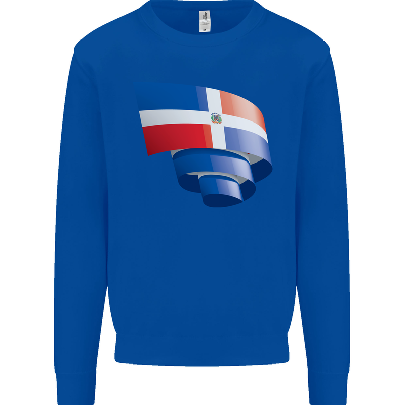 Curled Dominican Republic Flag Dominicanos Day Mens Sweatshirt Jumper Royal Blue