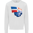 Curled Dominican Republic Flag Dominicanos Day Mens Sweatshirt Jumper White