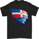 Curled Dominican Republic Flag Dominicanos Day Mens T-Shirt 100% Cotton Black