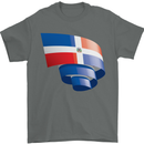 Curled Dominican Republic Flag Dominicanos Day Mens T-Shirt 100% Cotton Charcoal