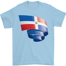 Curled Dominican Republic Flag Dominicanos Day Mens T-Shirt 100% Cotton Light Blue