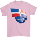 Curled Dominican Republic Flag Dominicanos Day Mens T-Shirt 100% Cotton Light Pink
